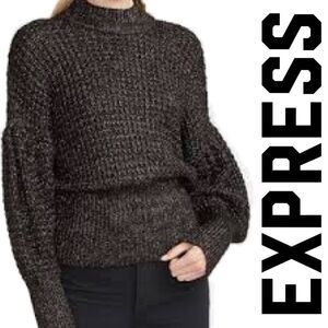 NWT Chunky knit black,metallic accent, with puffy sleeves.sz M